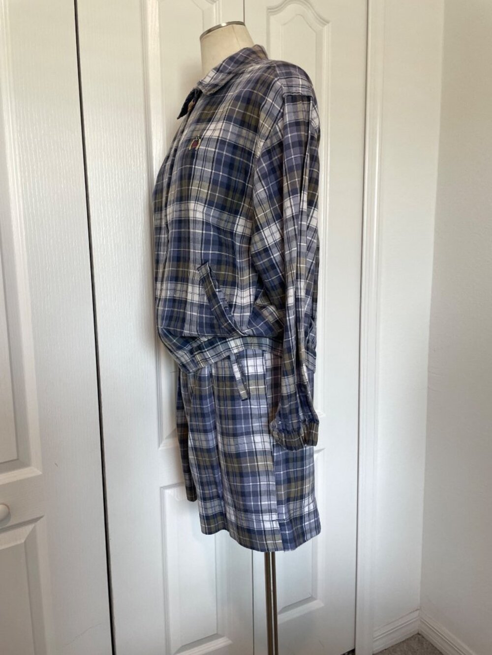 Vintage 90s Bugle Boy Blue Plaid Woman’s Jacket + Shorts 2-Piece Set Size S/6 - Picture 7 of 16